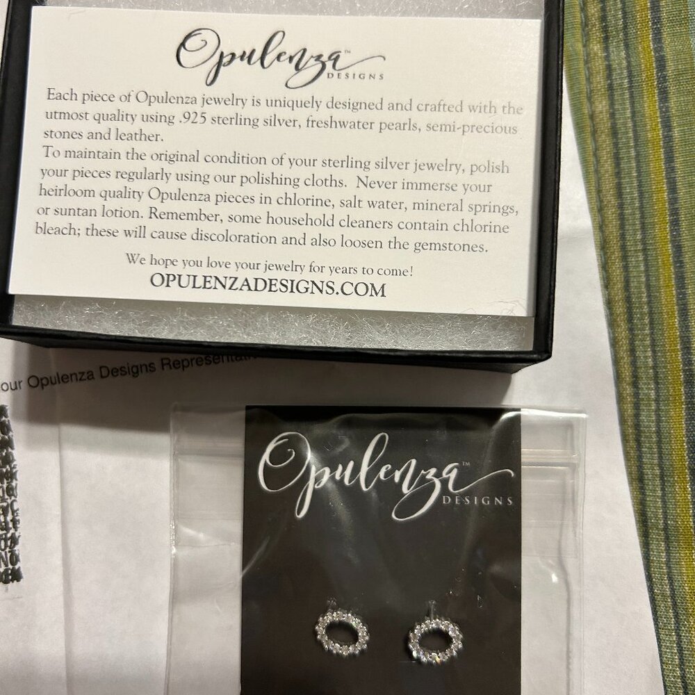 Opulenza Sterling Silver CZ 3/8" Circle Earrings. NWT. (333)